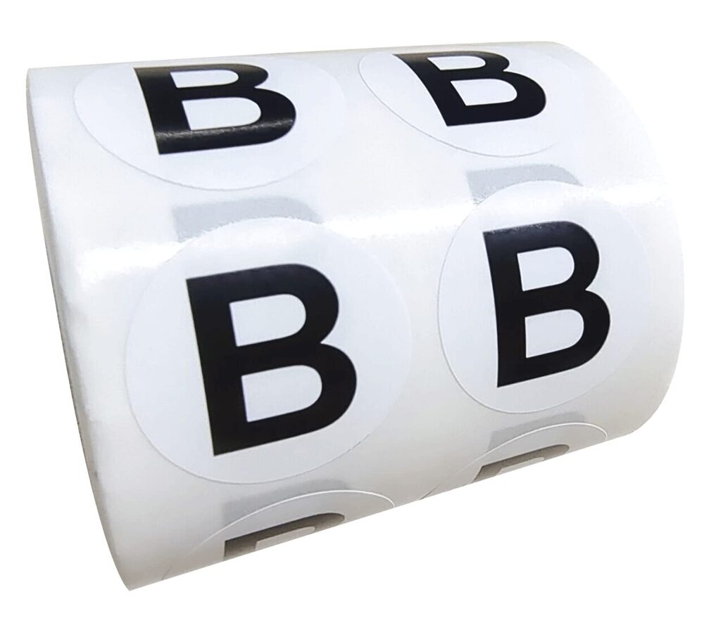 6672 Letter B Inventory Labels 1 Inch Round Circle Dots Labels - Capital